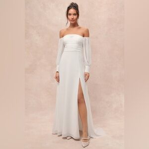 Lulus Adorna White Off-the-Shoulder Maxi Dress